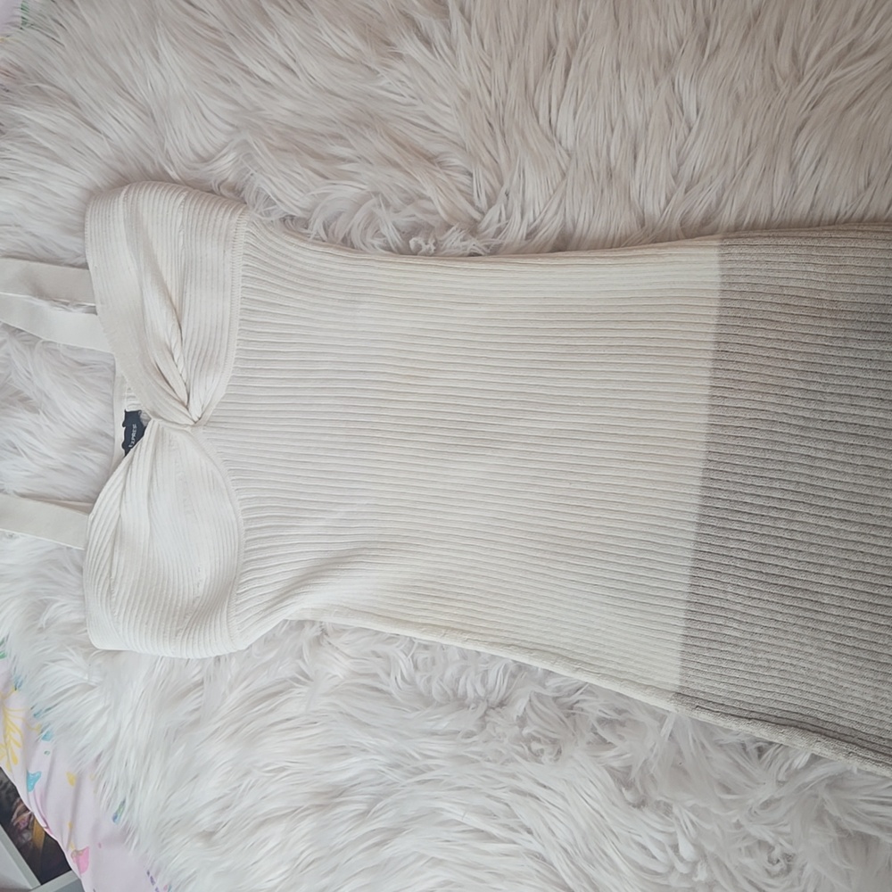 Express White Ribbed Midi Dress - Picture 7 of 10